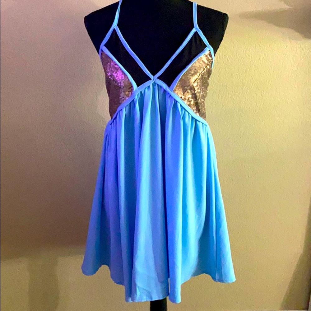 NWT Tobi Blue and sequined dress.
